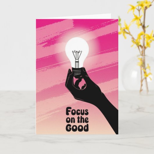 Carte Vibrant Pink Lightbulb Idea Focus on the Good card (Fleur jaune)