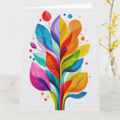 Carte Vibrant Rainbow Leaves Abstract Tree Of Life (Fleur jaune)