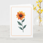 Carte Vibrant Tournesol Orange Blanc Plier Salutation (Fleur jaune)