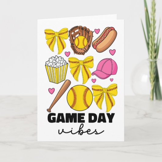 Carte Vibrations de jour de match Coquette Bow Softll Ma (Devant)