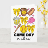 Carte Vibrations de jour de match Coquette Bow Softll Ma (Fleur jaune)