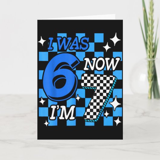 Carte Vichy Bleu J'avais 6 ans Maintenant J'ai 7 ans Gar (Devant)