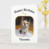 Carte Victoria Calico Kitten Joyeux anniversaire (Fleur jaune)