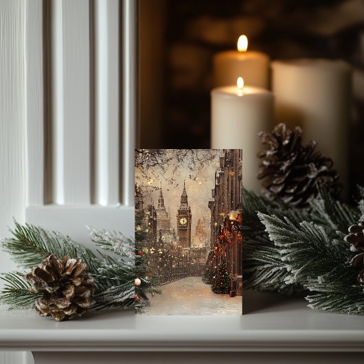 Carte Victoria Londres Noël classique Salutation de Noël