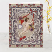 Carte Victorian Ange de la Saint-Valentin Rouge Coeur (Fleur jaune)