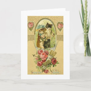 Carte Victorian Cat Couple Valentine's Day