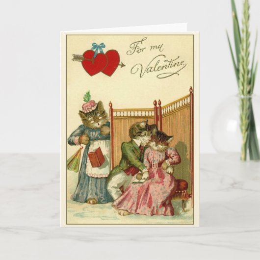Carte Victorian Cat Surprise Saint Valentin (Devant)