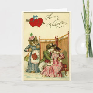 Carte Victorian Cat Surprise Saint Valentin