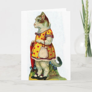 Carte Victorian Cat Valentine's Day Card