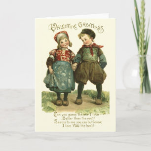 Carte Victorian Dutch Children Valentine's Day