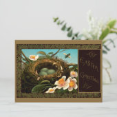 Carte Victorian Era Bird's Nest Easter Holiday Car (Debout devant)