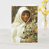 Carte Victorian hiver fille saint baie de neige peinture (Fleur jaune)