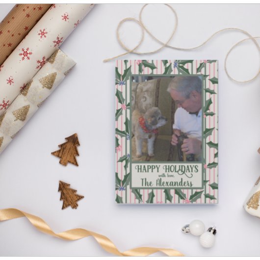 Carte Victorian Holly Photo Holiday