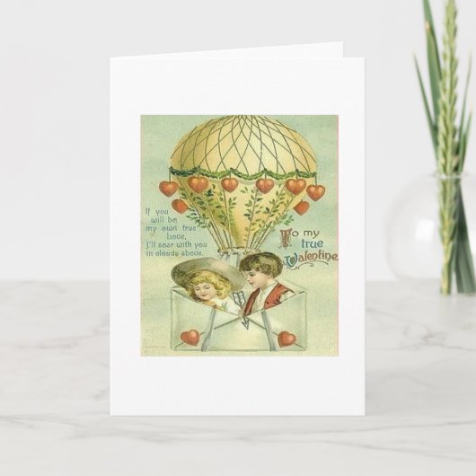 Carte Victorian Hot Air Balloon Valentine's Day (Devant)