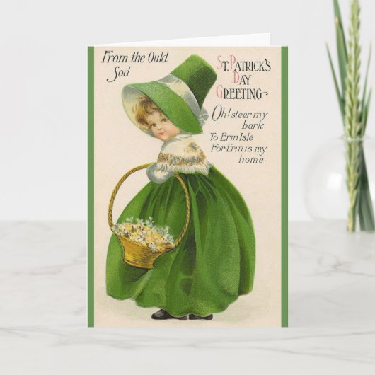Carte Victorian Irish Girl St. Patrick's Day Card (Devant)