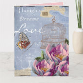 Carte Victorian Love Thoughts Dreams Butterfly Bird Cage (Devant)