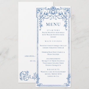 Carte Victorian Ornate Grace Floral Blue Mariage M