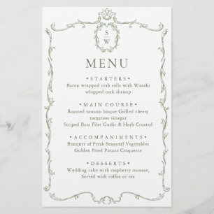 Carte Victorian Ornate Grace Sage Green Mariage Me