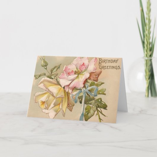 Carte Victorian Roses Birthday Greeting Card (Devant)