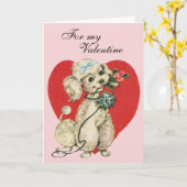 Carte Victorian Valentine White Poodle & Heart (Fleur jaune)