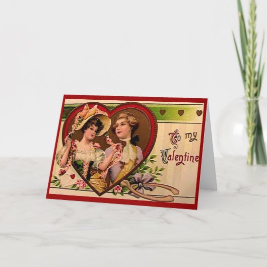 Carte Victorian Valentines Couple (Devant)