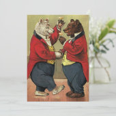 Carte Victorien vintage Joyeux, Gay, Ours Danseurs (Debout devant)