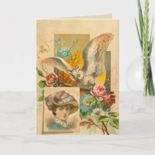 Carte victorienne de hibou