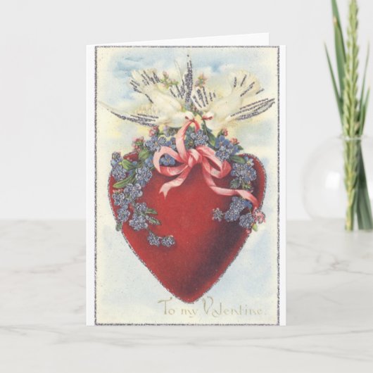 Carte victorienne de Saint-Valentin de coeur et de (Devant)