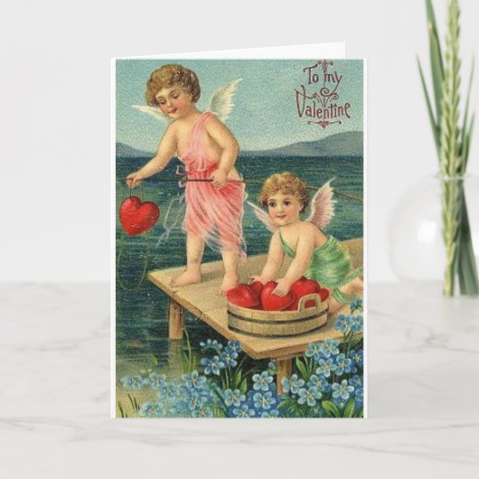 Carte victorienne de Saint-Valentin de pêche de (Devant)
