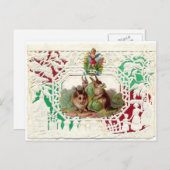Carte victorienne de Valentine - 3 lapins (Devant / Derrière)