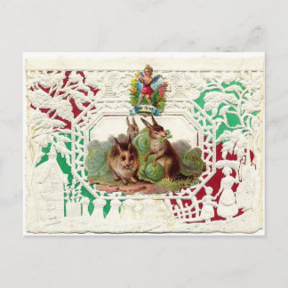 Carte victorienne de Valentine - 3 lapins