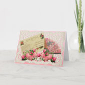 Carte Victorienne Valentine - Rose Et Ventilateur (Devant)