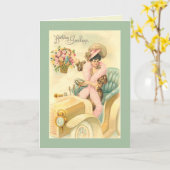 Carte Victorienne vintage Anniversaire (Fleur jaune)
