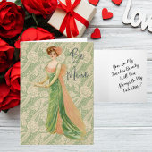Carte Victorienne Vintage dame Élégante robe verte