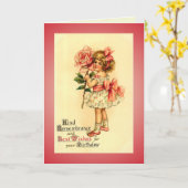Carte victorienne vintage de jour d'anniversaire (Fleur jaune)