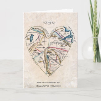Carte victorienne vintage du coeur d'une femme