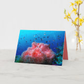Carte Vie marine tropicale Corail anémoné rose (Fleur jaune)