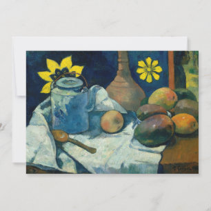 Carte Vie morte avec théière et fruits   Paul Gauguin
