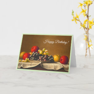 Carte Vie morte, Pommes, Raisins, Fruits Joyeux Annivers