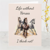 Carte Vie sans Chevaux Je ne pense pas! Chevaux de devis (Fleur jaune)