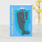 Carte Vie sous-marine baleines mignonnes caricature anni (Fleur jaune)
