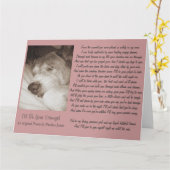 Carte vieil akita chien en sommeil poème de sympathie an (Fleur jaune)