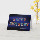 Carte vieil anniversaire de plaque minéralogique (Fleur jaune)