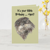 Carte Vieille 68e anniversaire Humour & mignon Otter Ani (Fleur jaune)