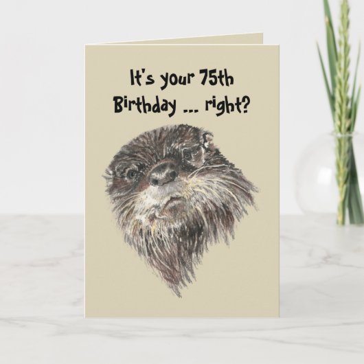 Carte Vieille 75e anniversaire Humour & mignon animal Ot (Devant)