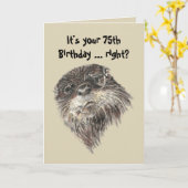 Carte Vieille 75e anniversaire Humour & mignon animal Ot (Fleur jaune)
