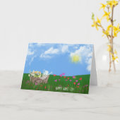 Carte vieille brouette avec fleurs Nom Jour (Fleur jaune)