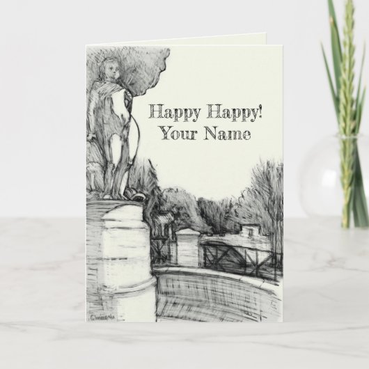 Carte Vieille fontaine dans le parc avec garçon sculpté (Devant)