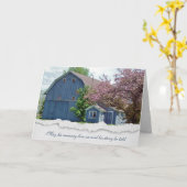 Carte vieille grange bleue sympathie (Fleur jaune)