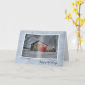 Carte Vieille grange en hiver (Fleur jaune)